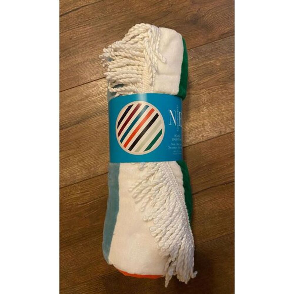 STRIPED ROUND Beach Towel Oversized Soft Absorbent LARGE with Fringe 60" NEW!!